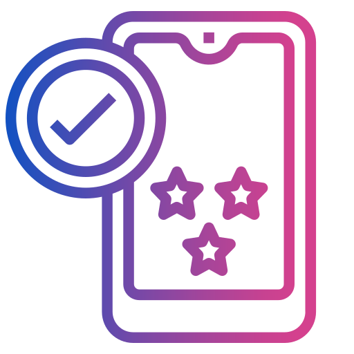 A smartphone with stars and a checkmark reflects fast, hassle-free eSIM activation and trusted customer approval.