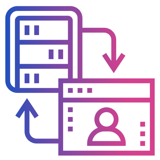 Icon of mobile devices transferring data, symbolizing prepaid eSIM plans with a data bank feature storing up to 500GB.
